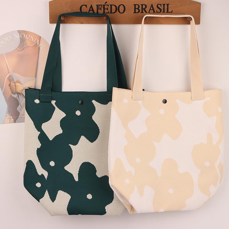 Korean Simple Knitted Shoulder Bag Chic Large Capacity Tote Bag Ladies Casual Handbag  Versatile Shoulder Bags