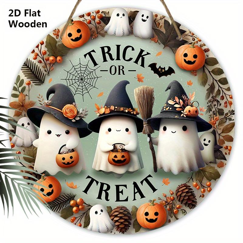 

Деревянная табличка на Хэллоуин с очаровательным рисунком привидения - Очаровательные настенные фронтоны - Идеально для входной двери, двора, крыльца, декора комнаты 20cm/7.87in светло-зеленый