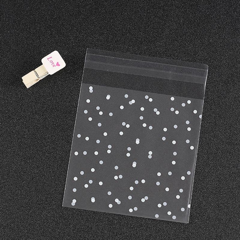 100Pcs Gift Packing Bag Plastic Biscuits Packaging Bread Baking Supplies White Dot candy Cookies Package Party wedding decor