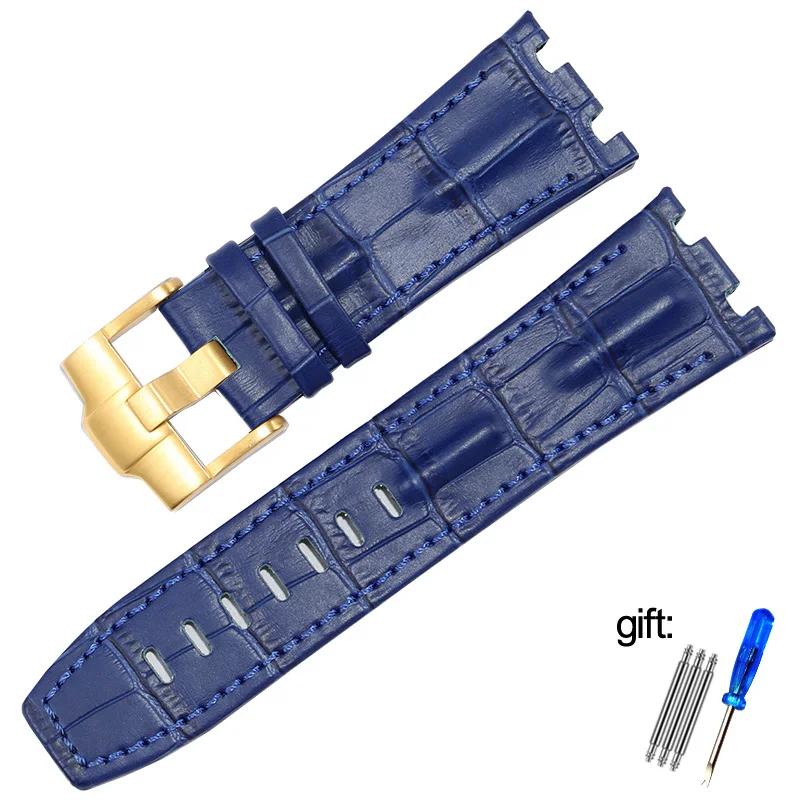 Genuine Leather watch Strap For AP  15703 Royal Oak Offshore Series 28mm Black Brown Blue Watchbands accessories men