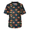 Fashion Men's Short Sleeve V Neck Halloween Printing Working Chest Pocket Carer Top