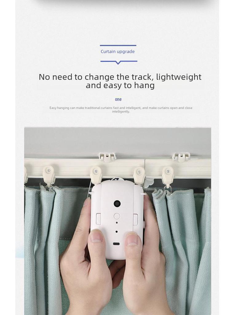 Tuya Bluetooth Trådløs Smart Gardinkontroller - Stemme- og Fjernstyrt, Ingen Kabling Nødvendig.