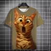 3D Print Men T-Shirts Cute Cat Graphic Tops Summer Women Streetwear Fashion Oversized Unisex Short Sleeve T Shirt Kids Clothing