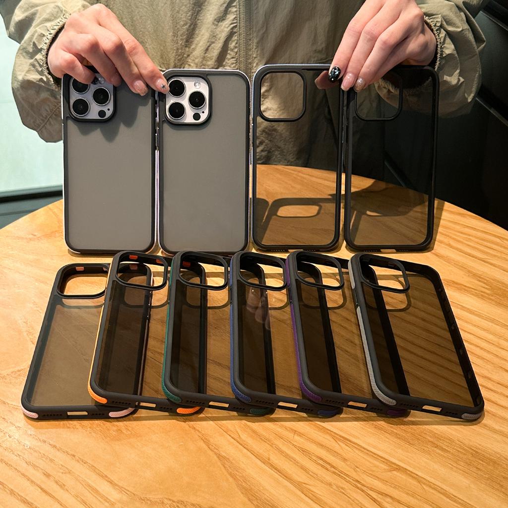 Suitable for Apple 16 Phone Cases, Simple and Contrasting Color Edges, Transparent 14, Matte Back Panel 15