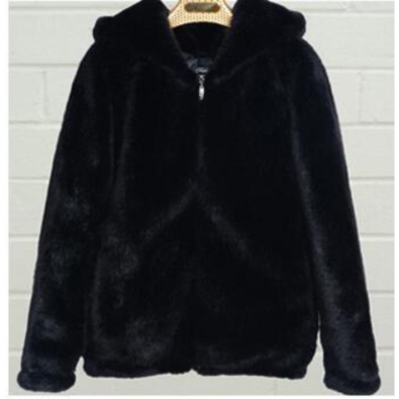 Loose Autumn and Winter New Plush Thickened Hooded Women's Imitation Mink Short Fur Jacket