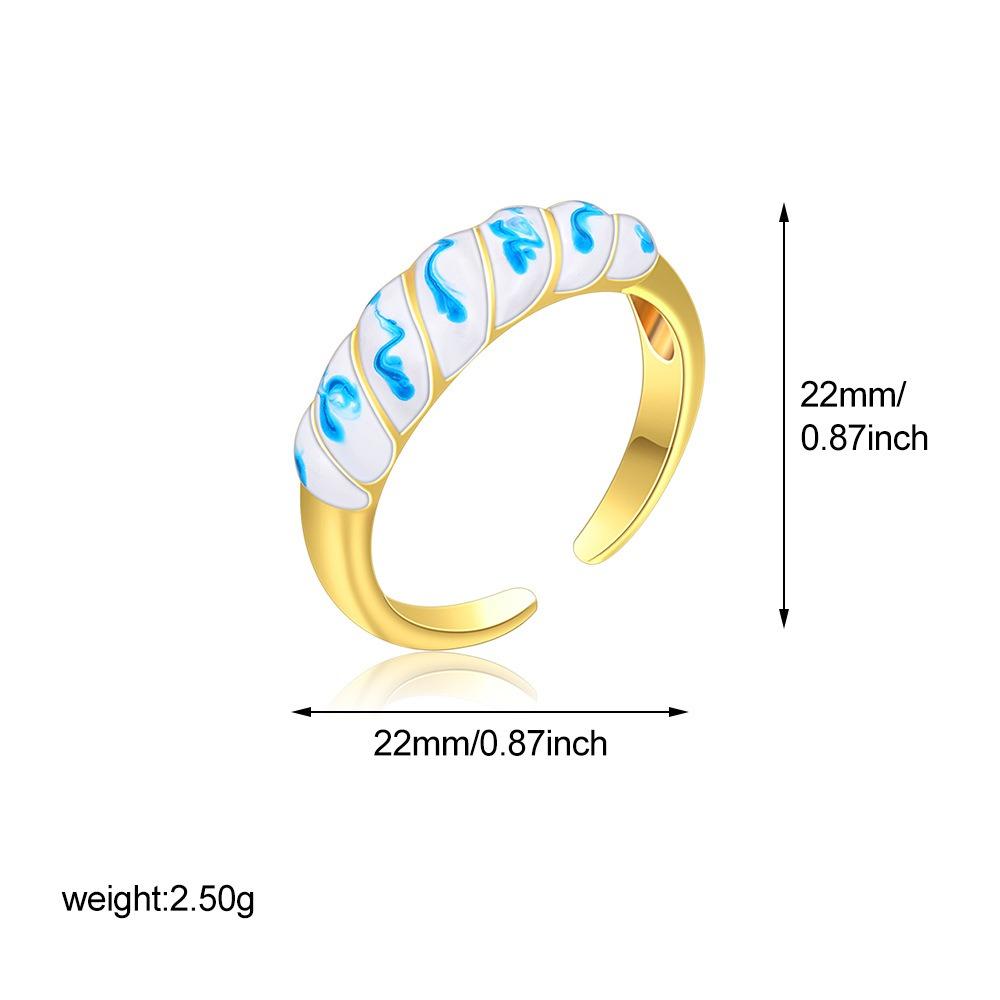 Chinese Style Enamel Drip Oil Ring Vintage Cuff Ring  Hand Accessories