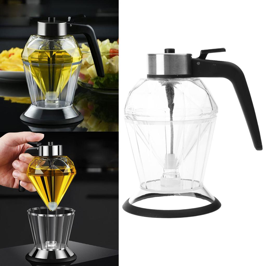 Glass Oil Bottle Oil Dispenser Diamond Shape Durable Glass Oil Vessel Oil Canisters Perfect Gift for Cooking Enthusiasts