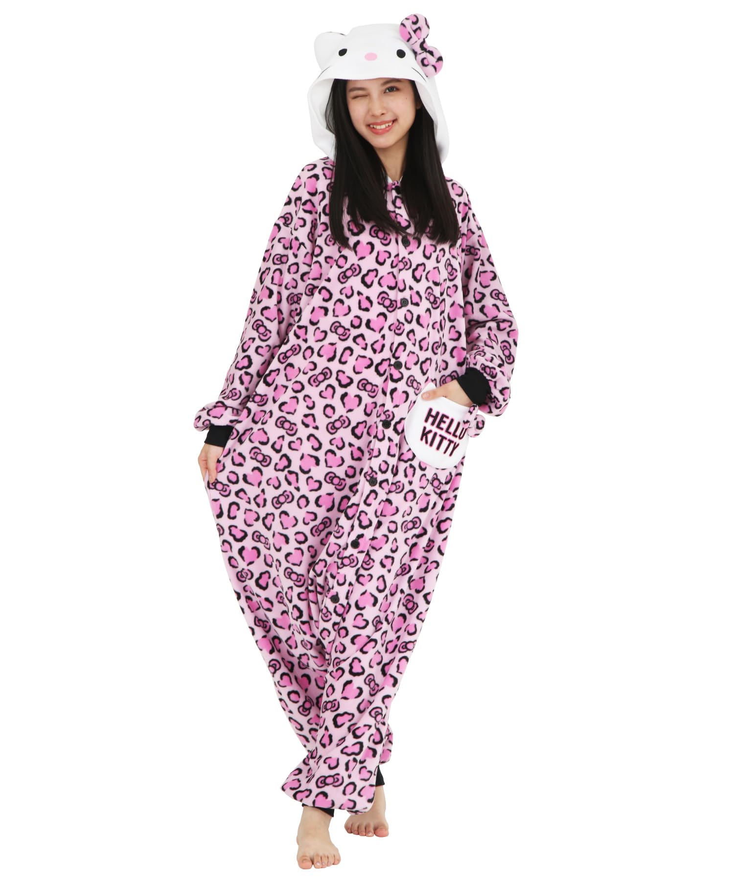 

Флисовый костюм персонажа, размер единый, подходит Sanrio Leopard Kitty [SAZAC], все, розовый