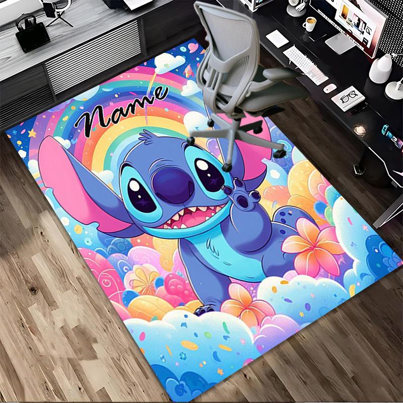 Personalized Name Stitch Paradise Living Room Non-Slip Area Rug Soft Carpet for Bedroom Kids Playroom Sofa Office Home Decor Doormat