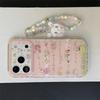 Cute Pink Cartoon Animals Glitter Phone Case For iPhone 17 16 15 14 Pro Max Kawaii Bunny Charm Wrist Strap Protective Cover for