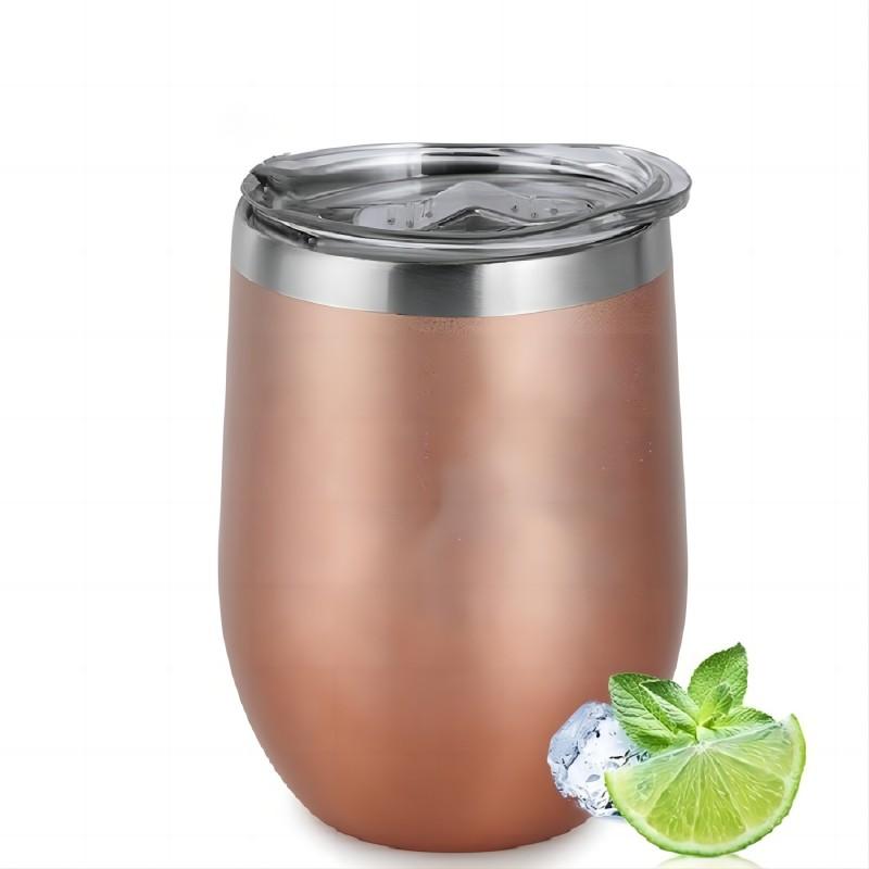 12oz Wine Tumbler with Lid, Stainless Steel Travel Mugs Stemless Double Wall Insulated Coffee Cup, Insulated Wine Glasses Travel