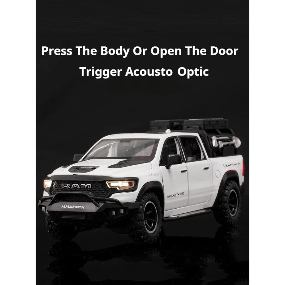 1/32 Dodge Mammoth Toy Car Model Alloy Diecasting with Rear Wheel Pull Back Sound and Light Toys Vehicles Models Gift for Boys