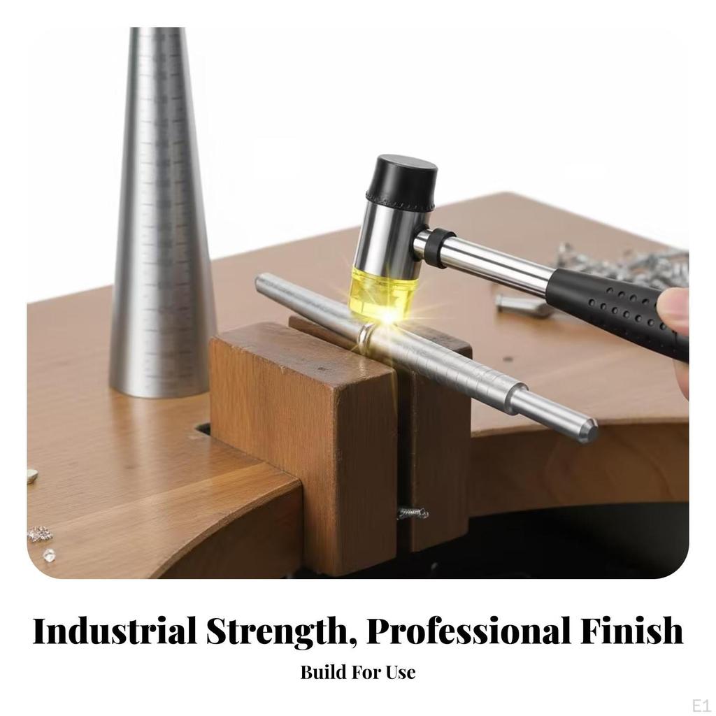 3 Pieces Jewelry Shaping Tool Kit | Engraved Size Markings, Yellow guard Striking Head, circular