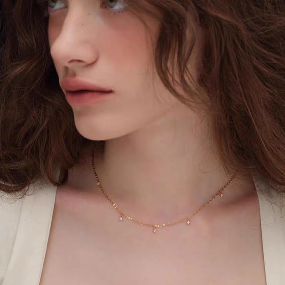 FANCIME Diamond Necklace with 5 Stones In 14K Yellow Popular Necklace Brand Perfect Gift for Gift Wrapping Included Women's Gold, Lab-Grown Diamonds,