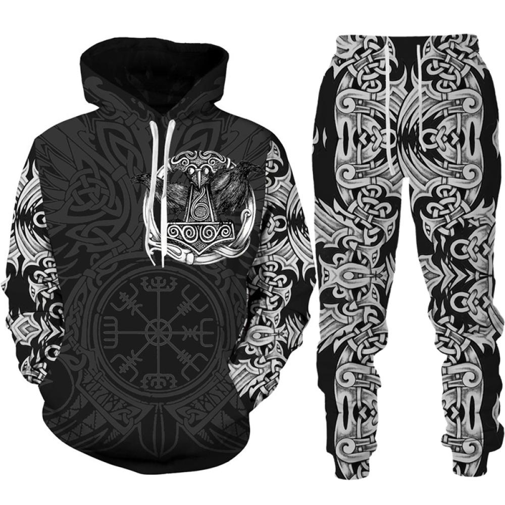 Spring Autumn 3D Printed Fierce Eagle Pattern Hoodies Sweatshirt Men's Sweatpants Set Unisex Tracksuit Fashion Men Clothing Suit