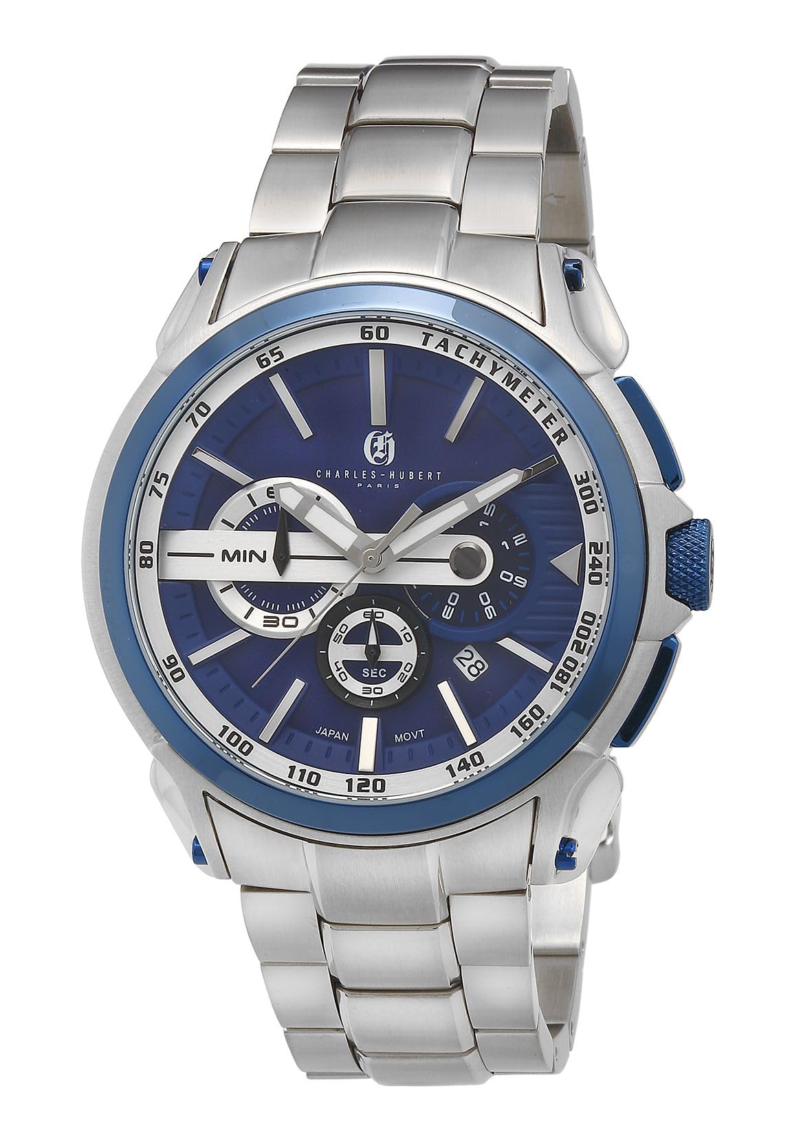 

Мужские часы-хронограф с датой Charles-Hubert Paris 4009-E, серебристые