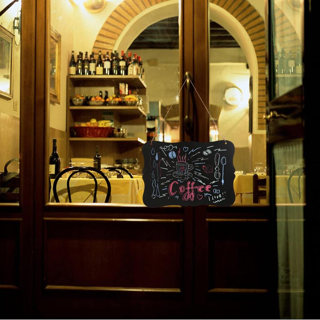 NUOLUX Mini Chalkboard Door Plate, Welcome Board, Entrance Sign, Double-Sided Blackboard, Menu Board, Open/Close Sign, Double-Sided, Set of 4