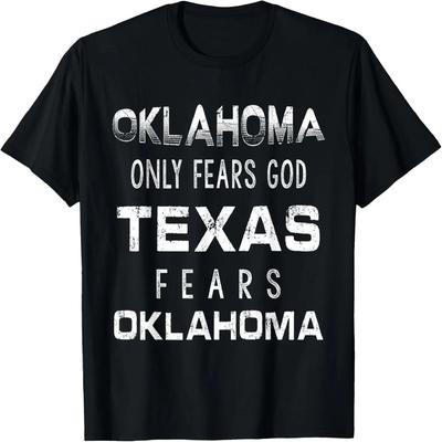 Funny Vintage Oklahoma Only Fears God Texas Fears Oklahoma T-Shirt