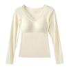 10A Antibacterial Women's Cashmere Silk Underwear Set with Chest Pads - Fleece-Lined, Autumn/Winter, Slimming Base Layer