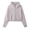 3 Large Fur Ring Solid Color Turtleneck Hooded Zipper Women's Short Hoodie Autumn and Winter Round Neck Fashion Sweater Women