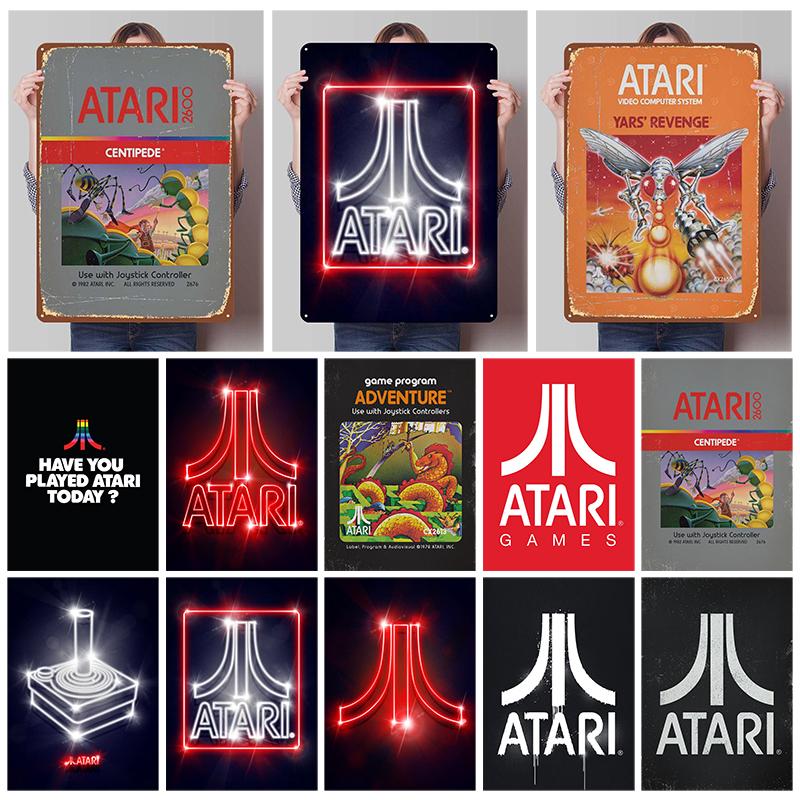 A-Atari Posters Classic Game Metal Signs Wall Decor Custom Tinplate Plaques for Gamers Gaming Room Decoration Art Mural Man Cave