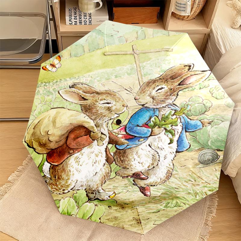 1PC Rabbit Carrots Garden Scene Automatic Umbrella - Suitable Travel Outdoor Portable Umbrella Birthday Gift Daily Essentials