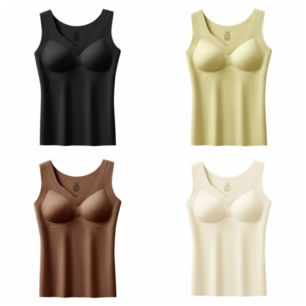 with Chest Pad Thermal Vest Underwear Bottoming Camisole Breathable Heating Vest Top  Autumn Winter