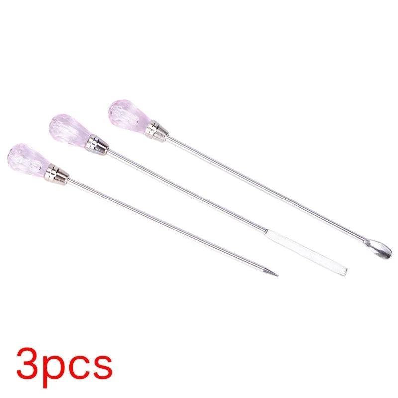 

Бытовой набор из 3 предметов: игла для удаления пузырьков, ложка, набор инструментов для силиконовых форм для смолы, изготовление ювелирных изделий, набор для изготовления свечей pink