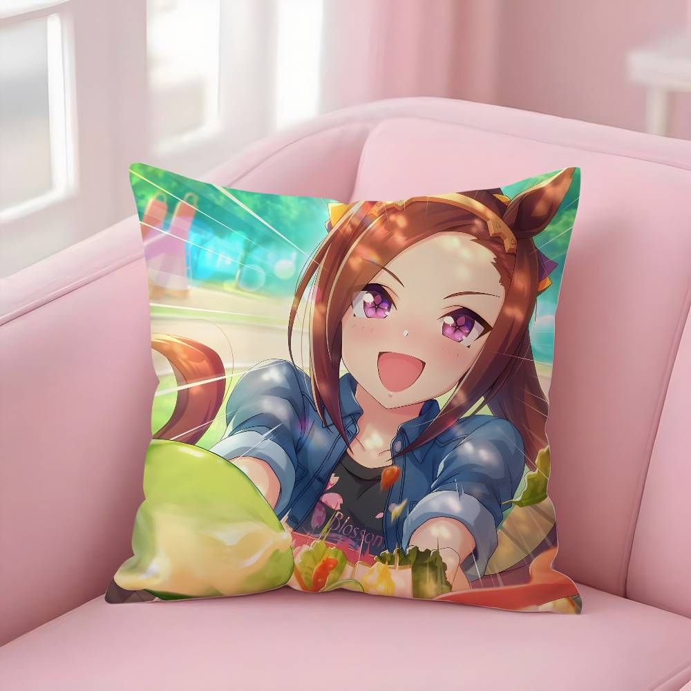 Anime U-Uma Musume Pretty DerbyS Pillow Case Soft Plush Fabric Double Sided Print Decorative Home Living Room Gift Cushion Cover