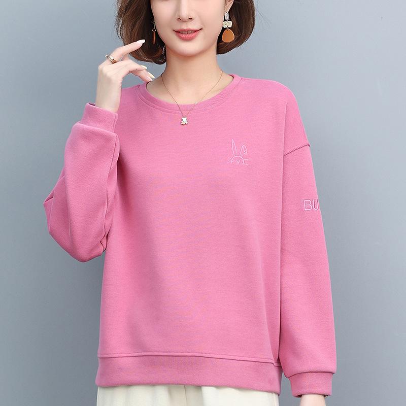 Women's 2024 Chic Korean-Style Loose Sweatshirt - Petite Spring/Autumn Trend