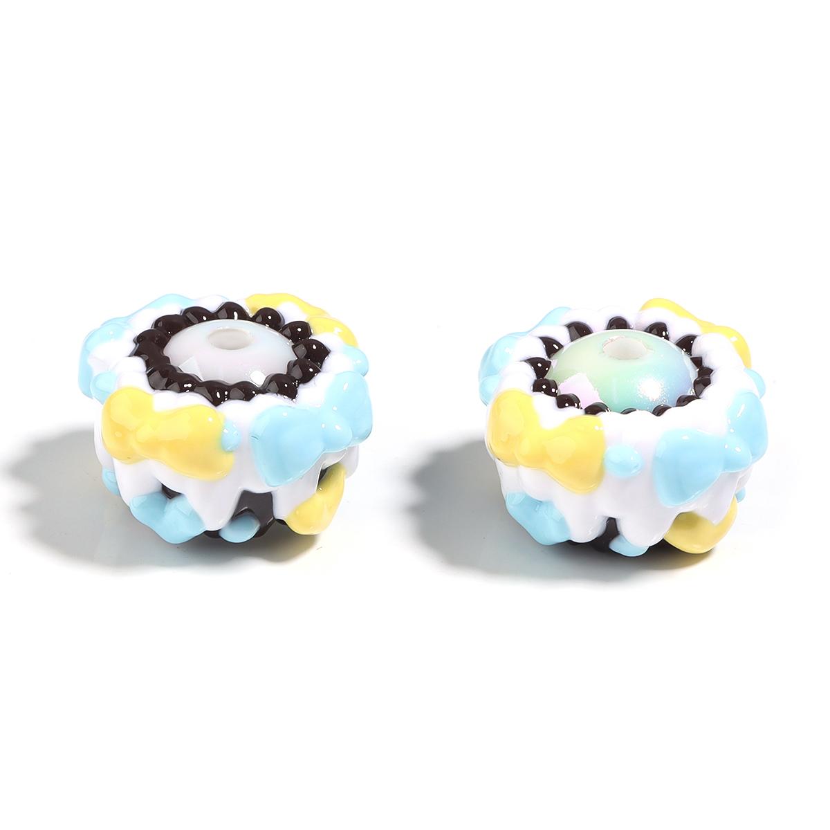 

2pcs/lot 15mm Hand-painted Acrylic Beads Colorful Bow Flower Patterns Loose Beads For Jewelry Making DIY Charm Bracelet Necklace