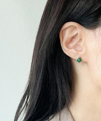 Ourthings Leaf Shell Green Onyx Earrings