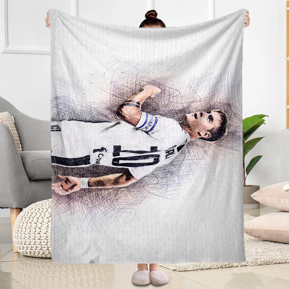 Football Stars Action Blanket Ultra-Soft Perfect for Livingroom Chair Seaside for All Seasons Playful Design Suitable for Gifting Relatives and Friend