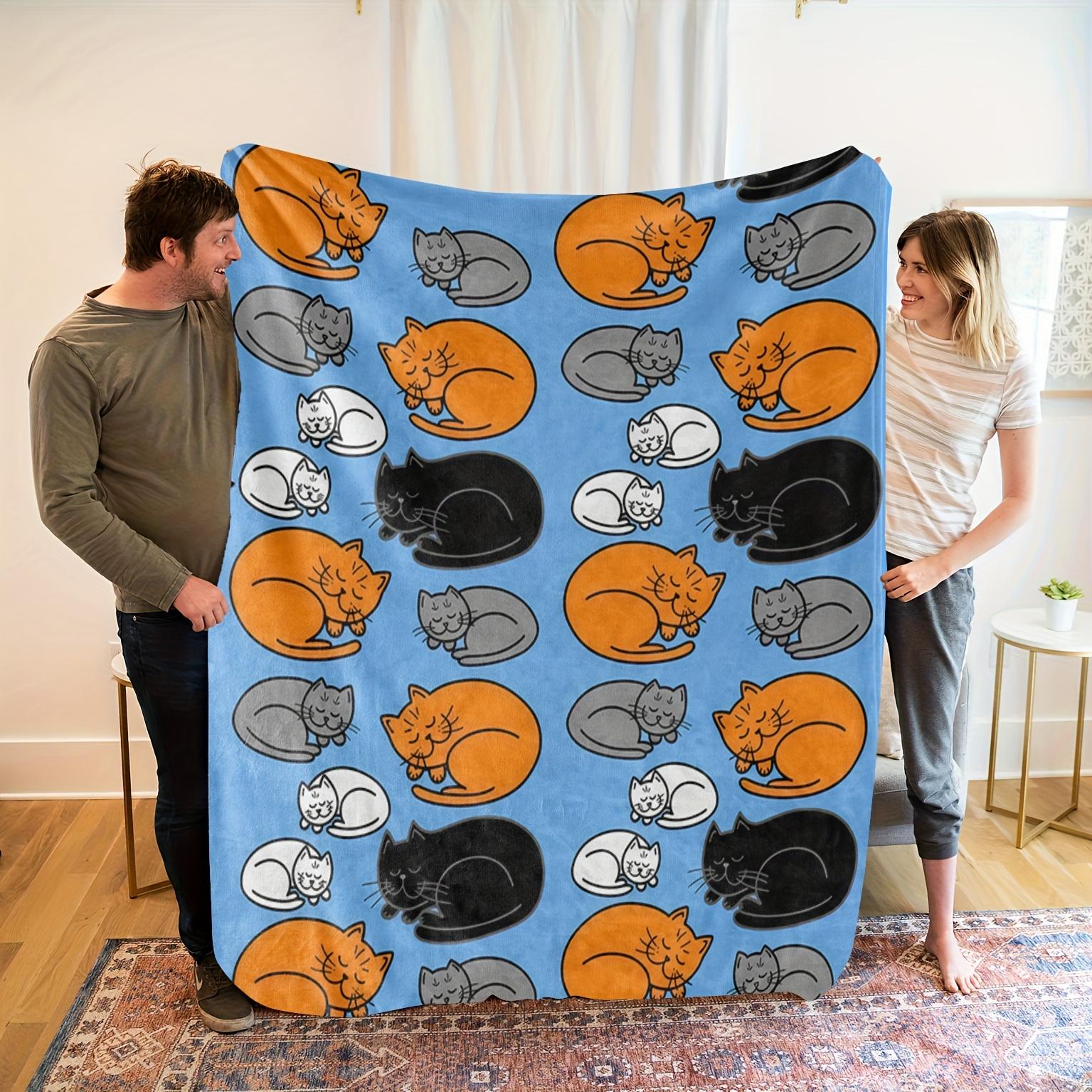 

Cozy Cat Pattern Fleece Blanket - Soft Breathable Polyester, High-Definition Digital Print with Playful Sleeping Cats in 130x150cm51x59in