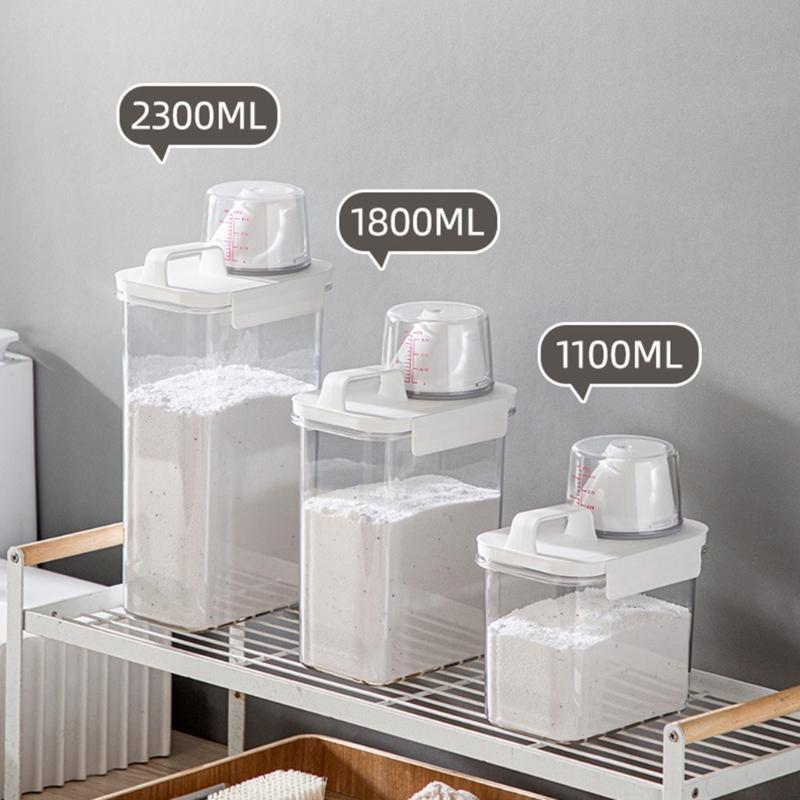 Convenient Laundry Detergent Storage Container with Measuring Cup Multifunctional Storage Container Practical Sealed Jar