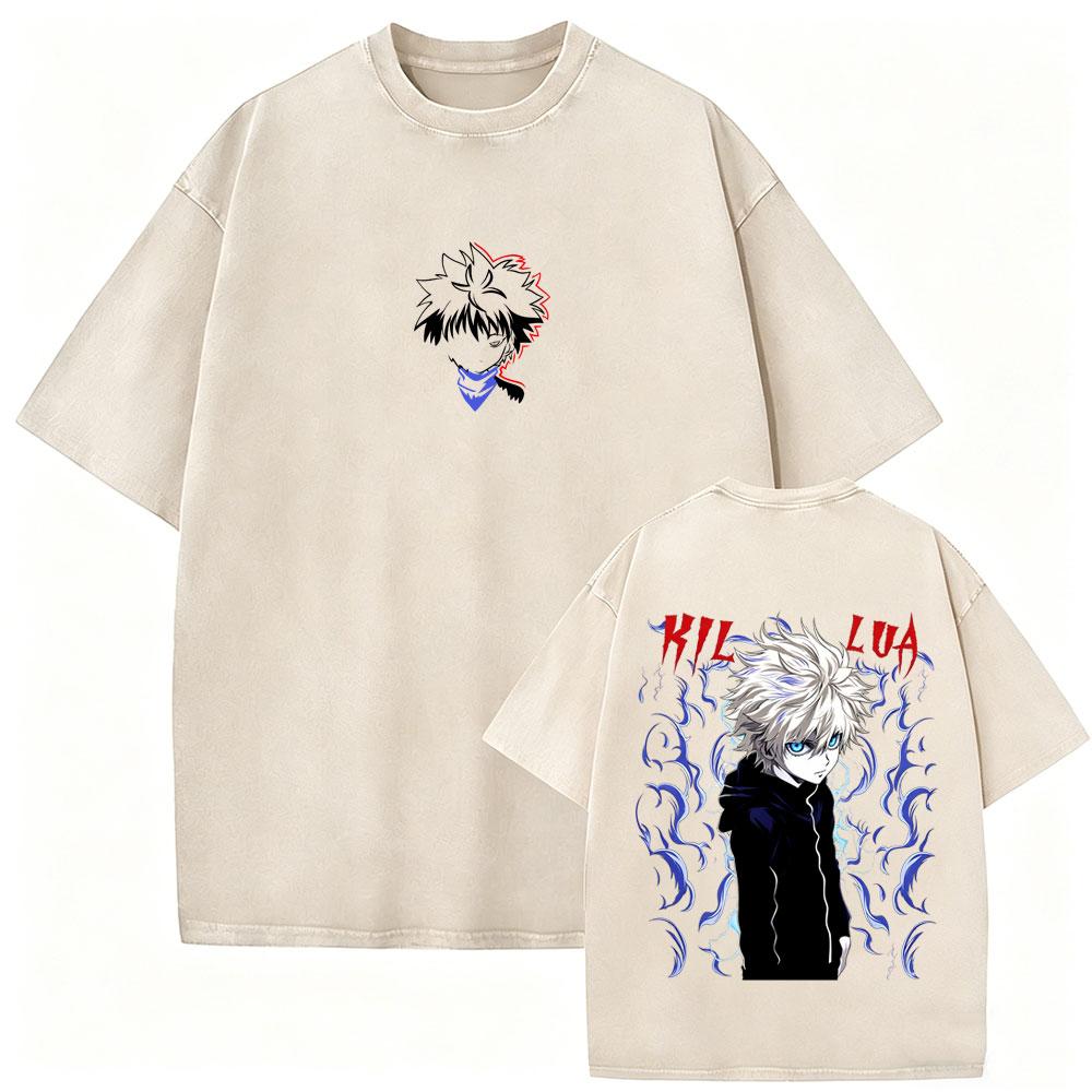 Washed Vintage Anime Hunter X Hunter T-shirts Manga Gon Freecss Graphic T Shirts Men Women Retro Cartoon Oversized Streetwear