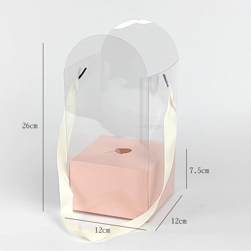 Clear PVC Tote Bag for Fresh Flower Arrangements - Rose Bouquet Gift Box Packaging