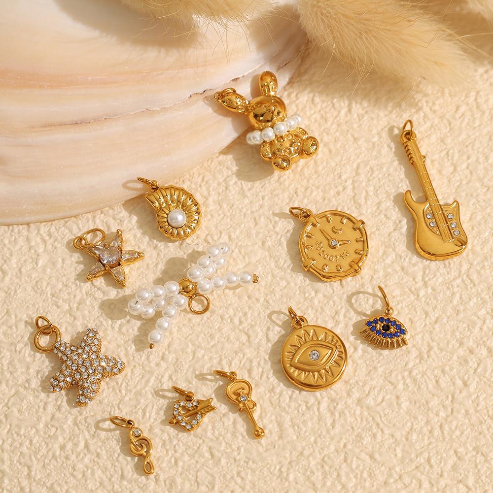 Exquisite Diy Diverse Diamond Pendant Accessories Stainless Steel Gold Plated Versatile Pendant Collection
