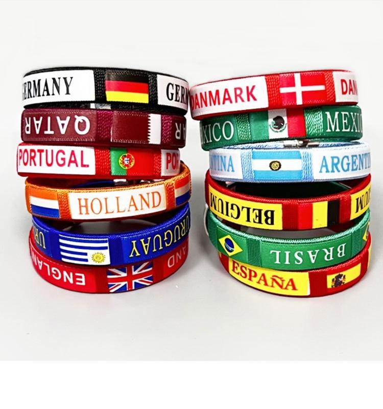 Stylish Country Flag Alloy Bracelet Football Fan Bracelet Country Flag Wristband Alloy Texture Perfect for Football Fan