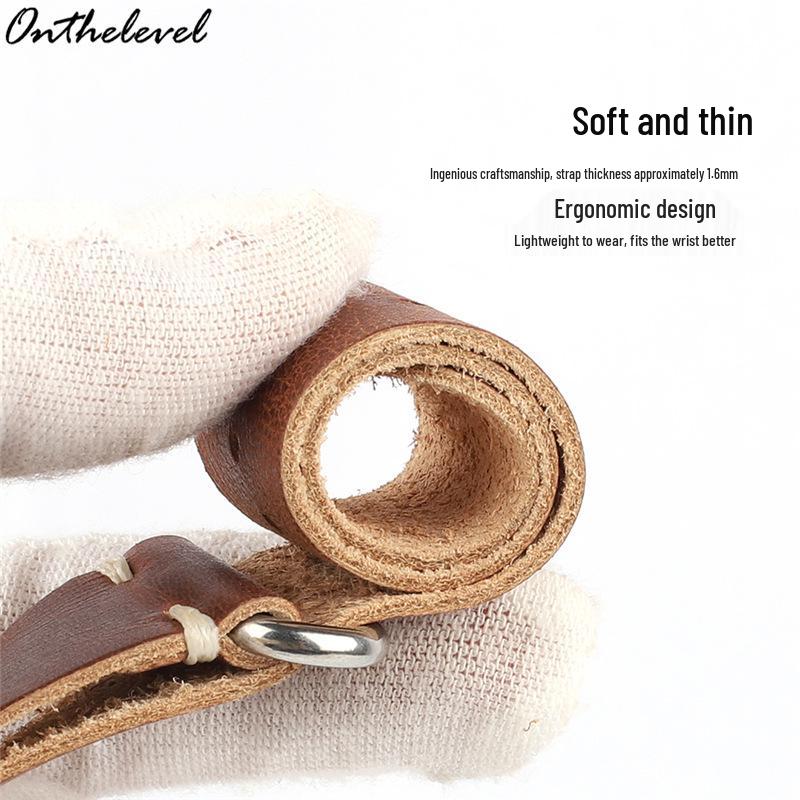 Pulseira de Relógio de Couro Genuíno Costurada à Mão - Pulseira de Couro de Vaca Premium