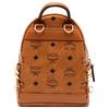 MCM Stark Classic Double-Sided Studded Coated Canvas And Leather Trim Backpack Mini Unisex backpack Brown Cognac MMKAAVE13CO001