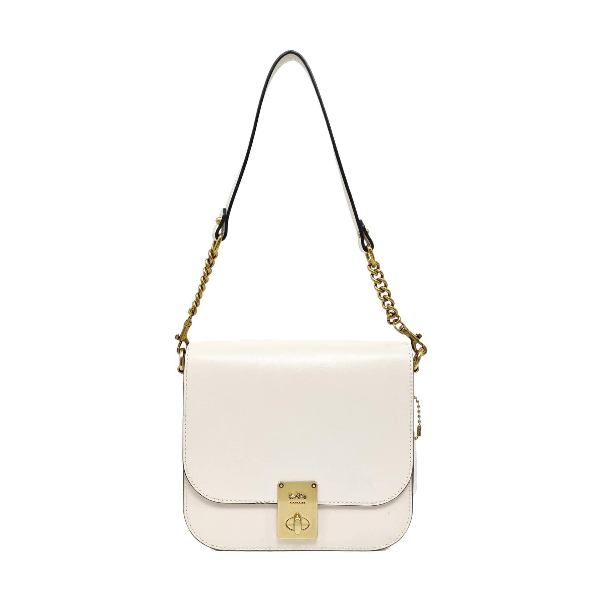 [Pre-Owned] Saddle White Leather Shoulder Bag - Very Good #1D9G7XX ONE SIZE