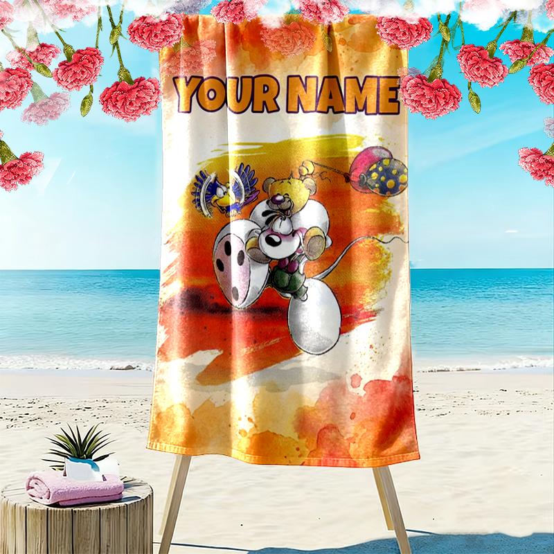 Personalisierbares diddl Print Strandtuch, Großes Weiches Schnelltrocknendes Handtuch für Strand Camping Schwimmen 70cmx140cm(27x55inch) blue