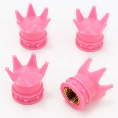 4 peças rosa universal coroa estilo carro roda pneu válvula de ar hastes capas rodas jantes acessórios para carro peças externas para carro