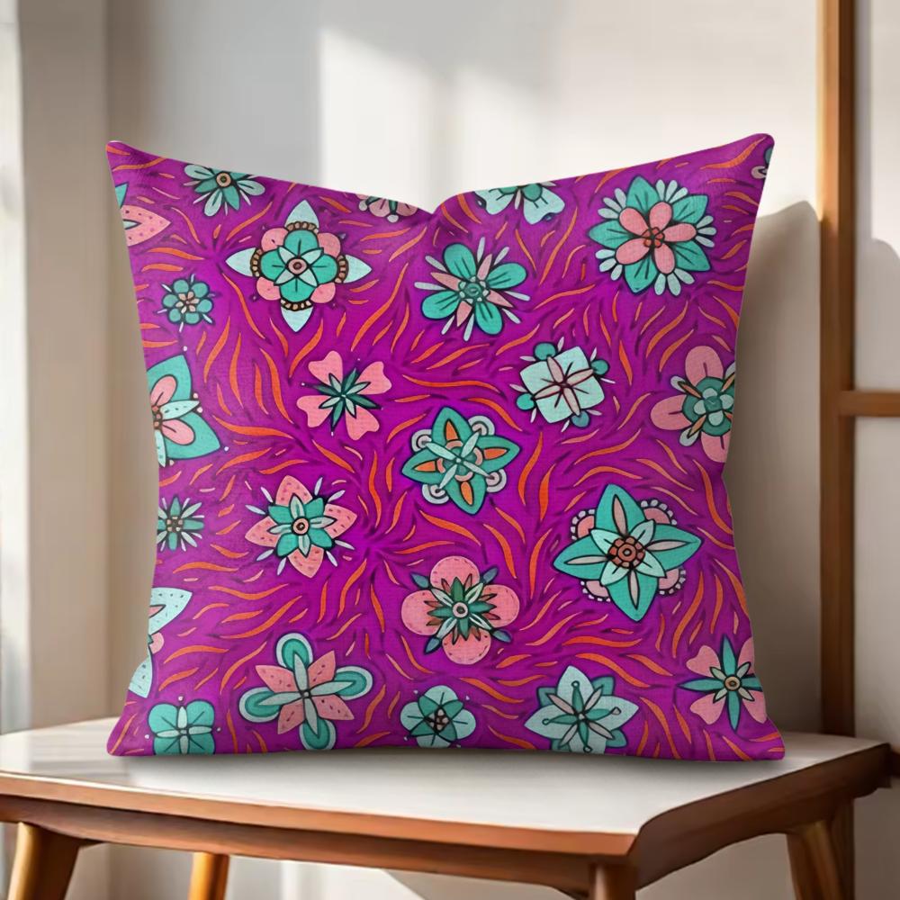 

HHilary LLeslie Art Flower Cushion Cover Natural Linen Organic Fabric DoubleSided Printing Couch Pillow Covers Home Decor 30x30cm