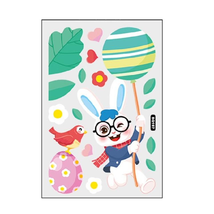 Easter Cartoon Rabbit Static Cling Sticker Window Clings for Homes, Kitchen,