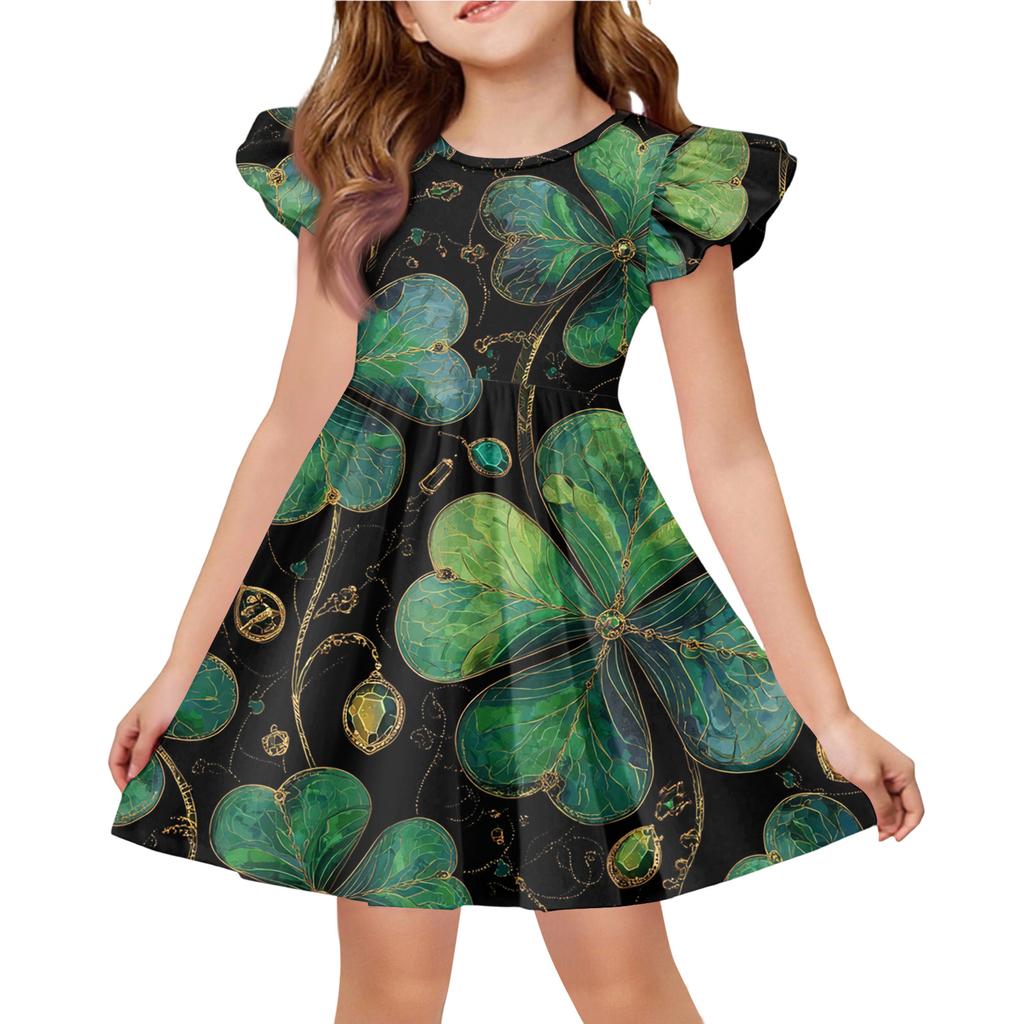 Girls' Summer Princess Dress - A-Line T-Shirt Dress St. Patrick's Day