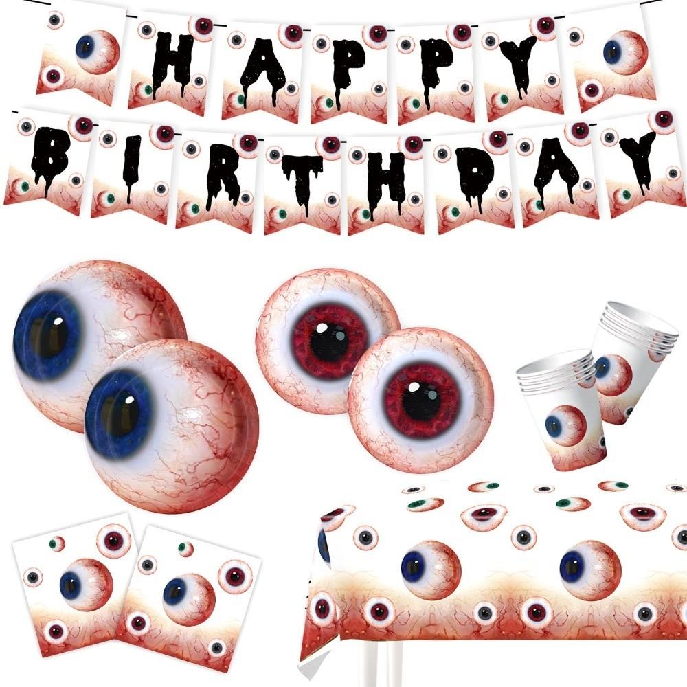 Plates Eyeballs Disposable Tableware Napkin Halloween Party Dinnerware  Party Accessories