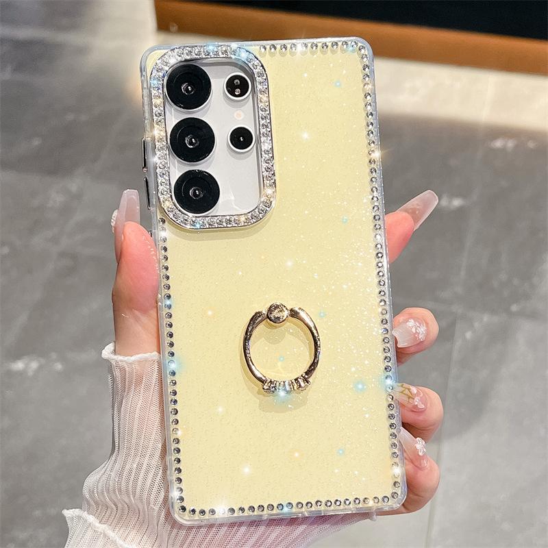 Side Diamond Glitter Powder Imd Hard Shell Suitable for Samsung S25S24S23 Ultra Diamond Ring Buckle Phone Case A16 A56