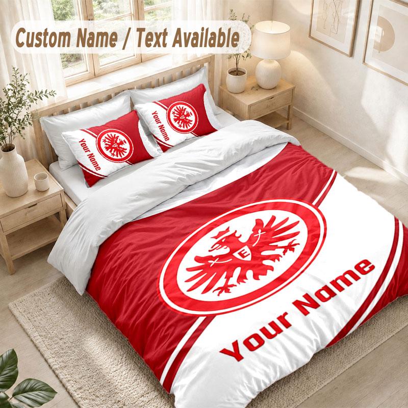 Custom Name Bedding Set 3 PiecesEintracht Frankfurt Print Duvet Cover + 2 Pillowcases Soft Bed Decor